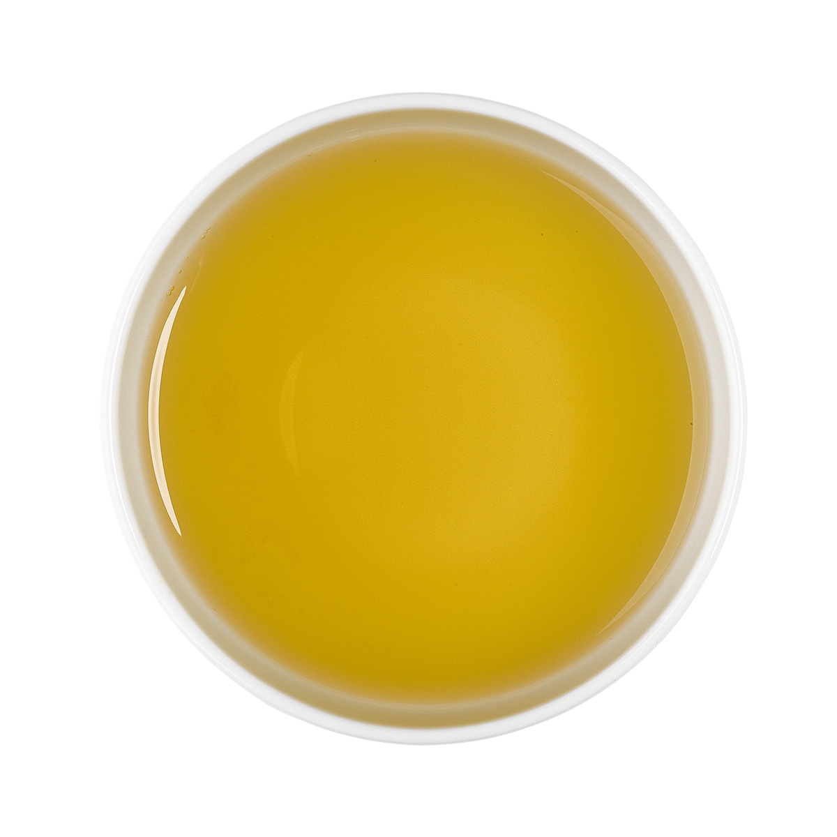 Limited Leaves, Delicate Blossoms, Organic Flavored Green Tea, brewed tea in the cup