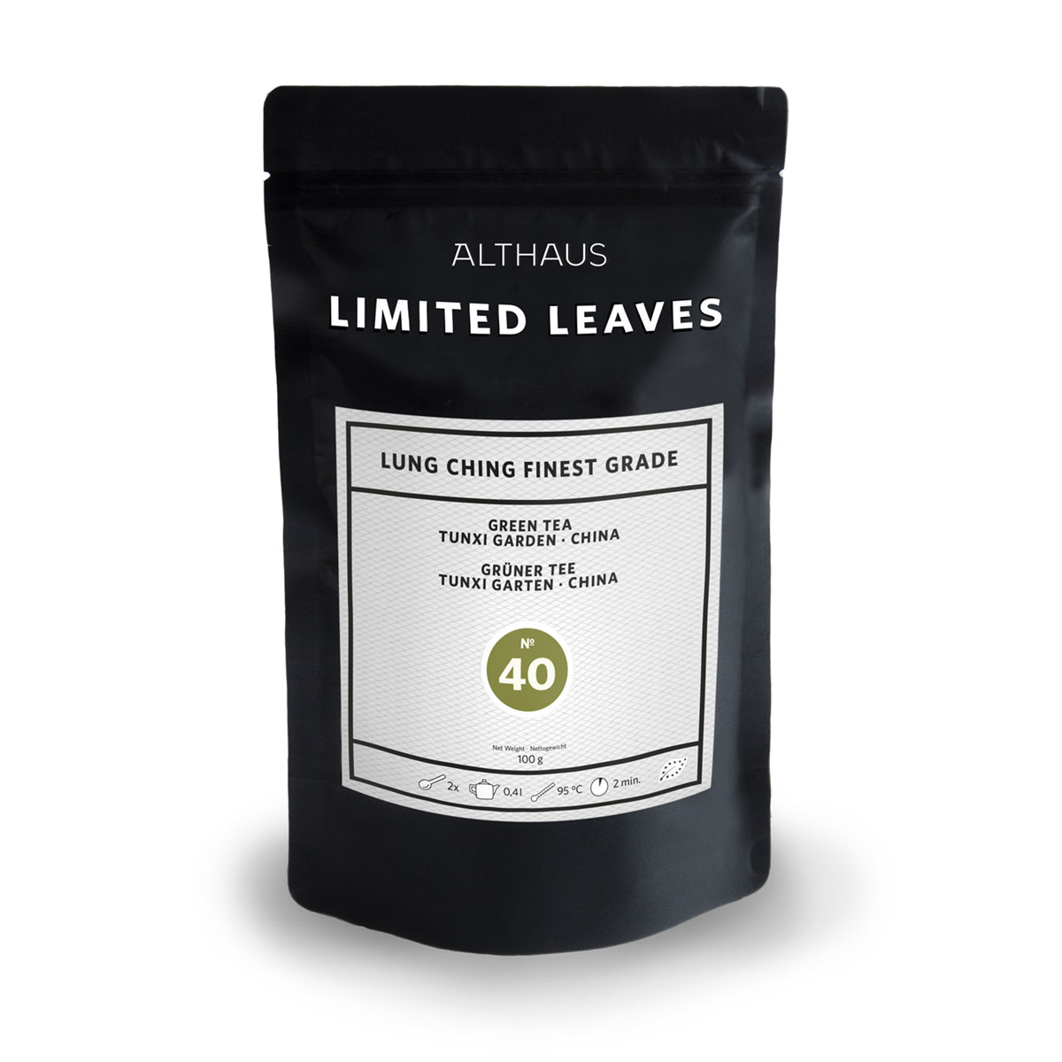 Limited Leaves, Lung Ching Finest Grade, Organic Green Tea, packaging