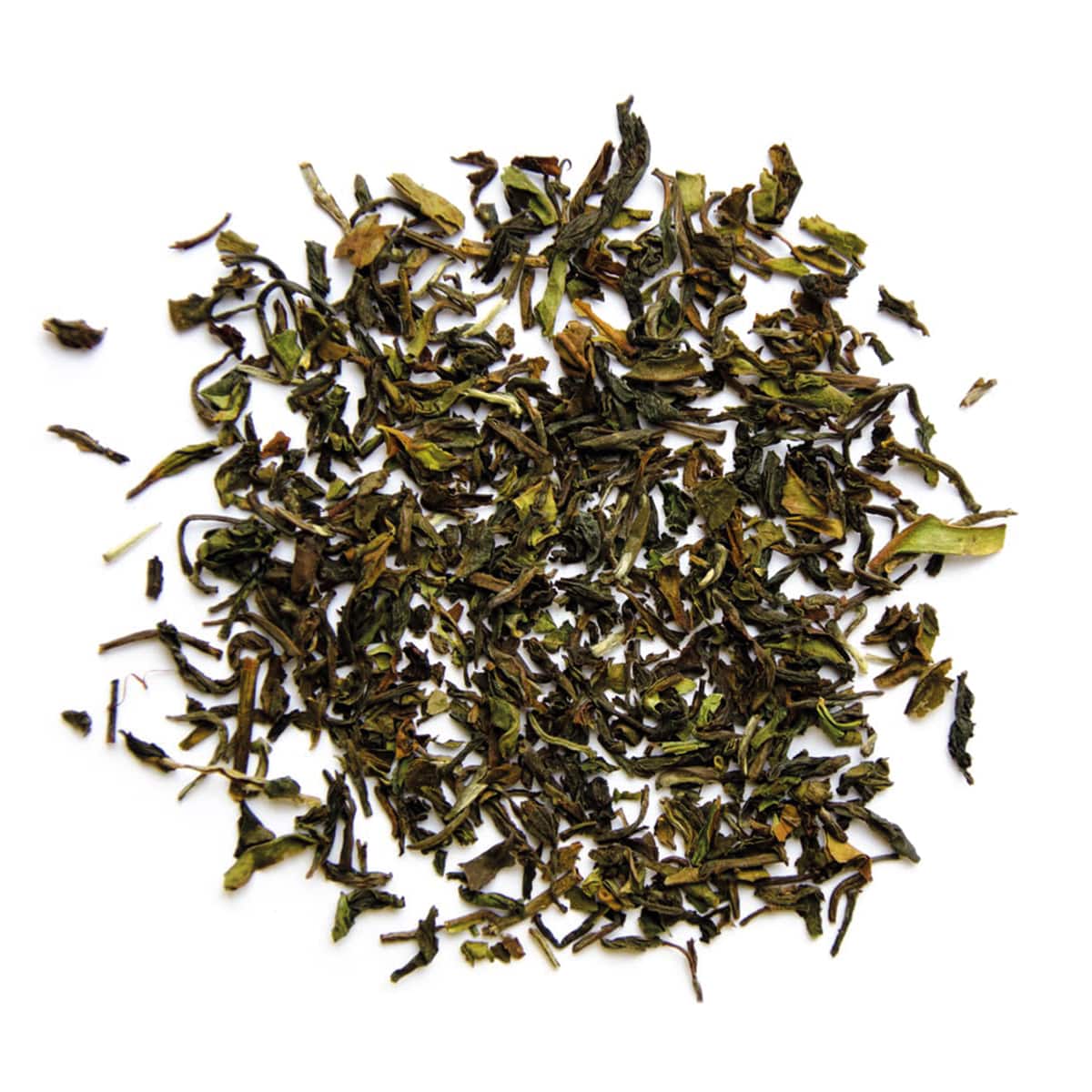 Darjeeling Spring Leaves - Lose schwarze Teeblätter im Kreis angeordnet